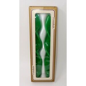 Fiamma Green Twisted 10" Taper Candles MCM Made in Italy NEW